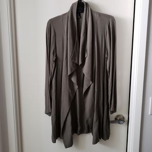 Olive drapey wrap waterfall cardigan